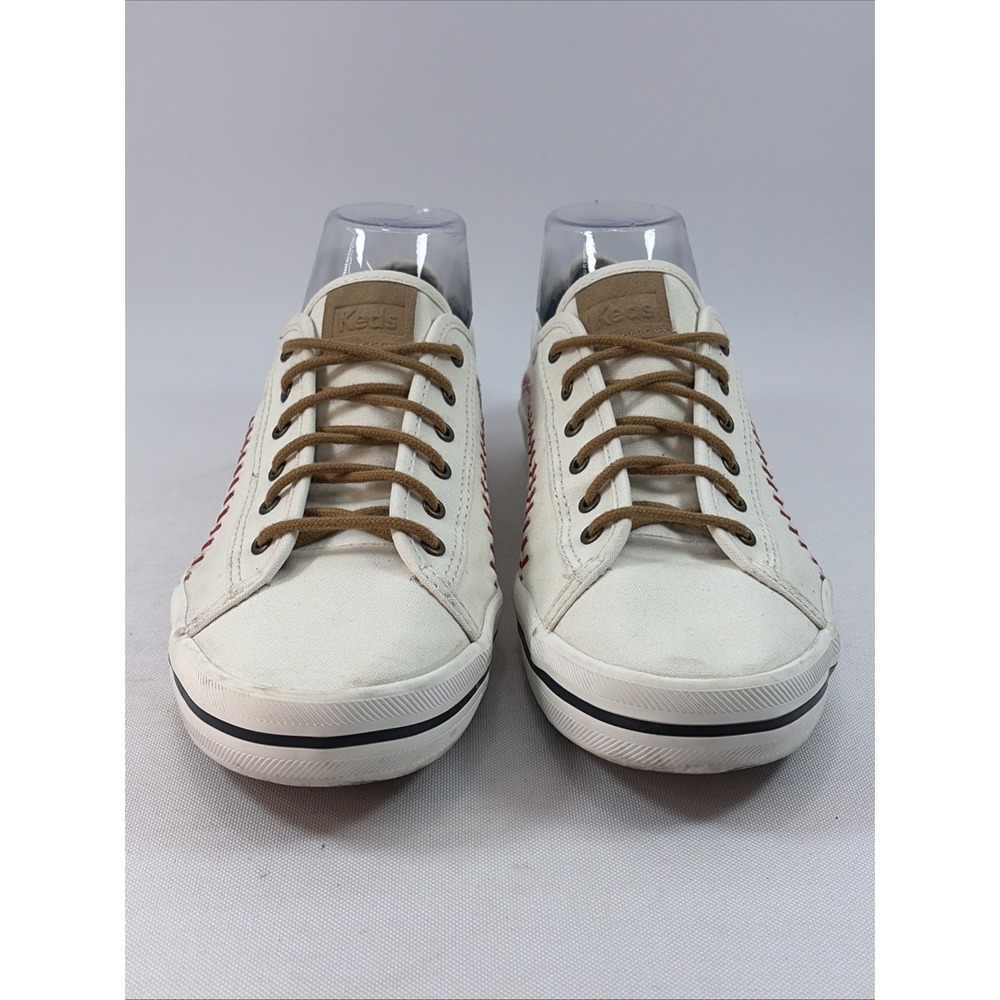 Keds Kickstart Pennant Shoes Women's Sz 9.5 Off White Baseball Stitched Comfort - Picture 7 of 14